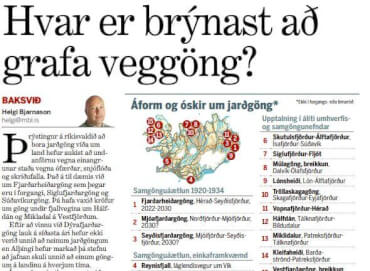 Grein: Hvar er brýnast að grafa veggöng